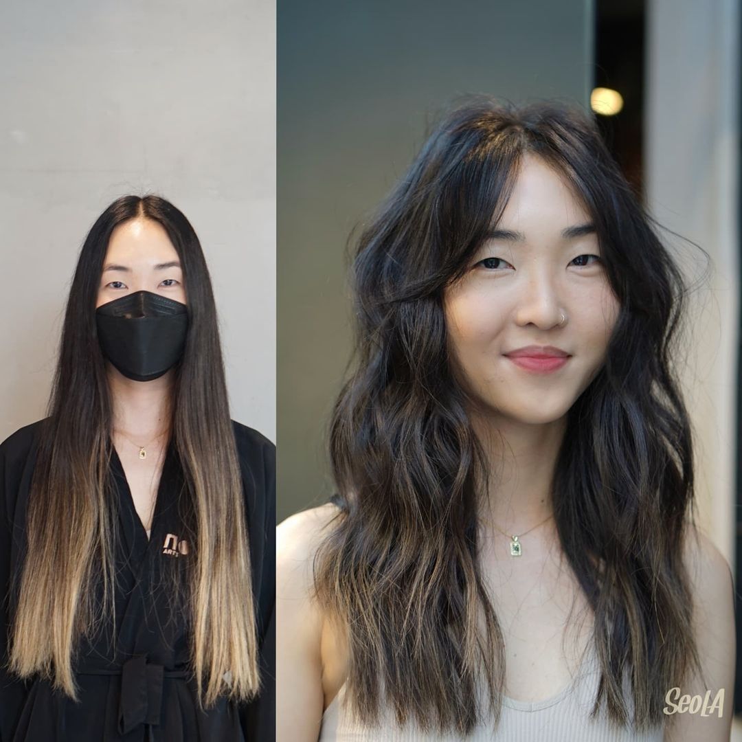 Asian Wavy Shag for Long Fine Hair