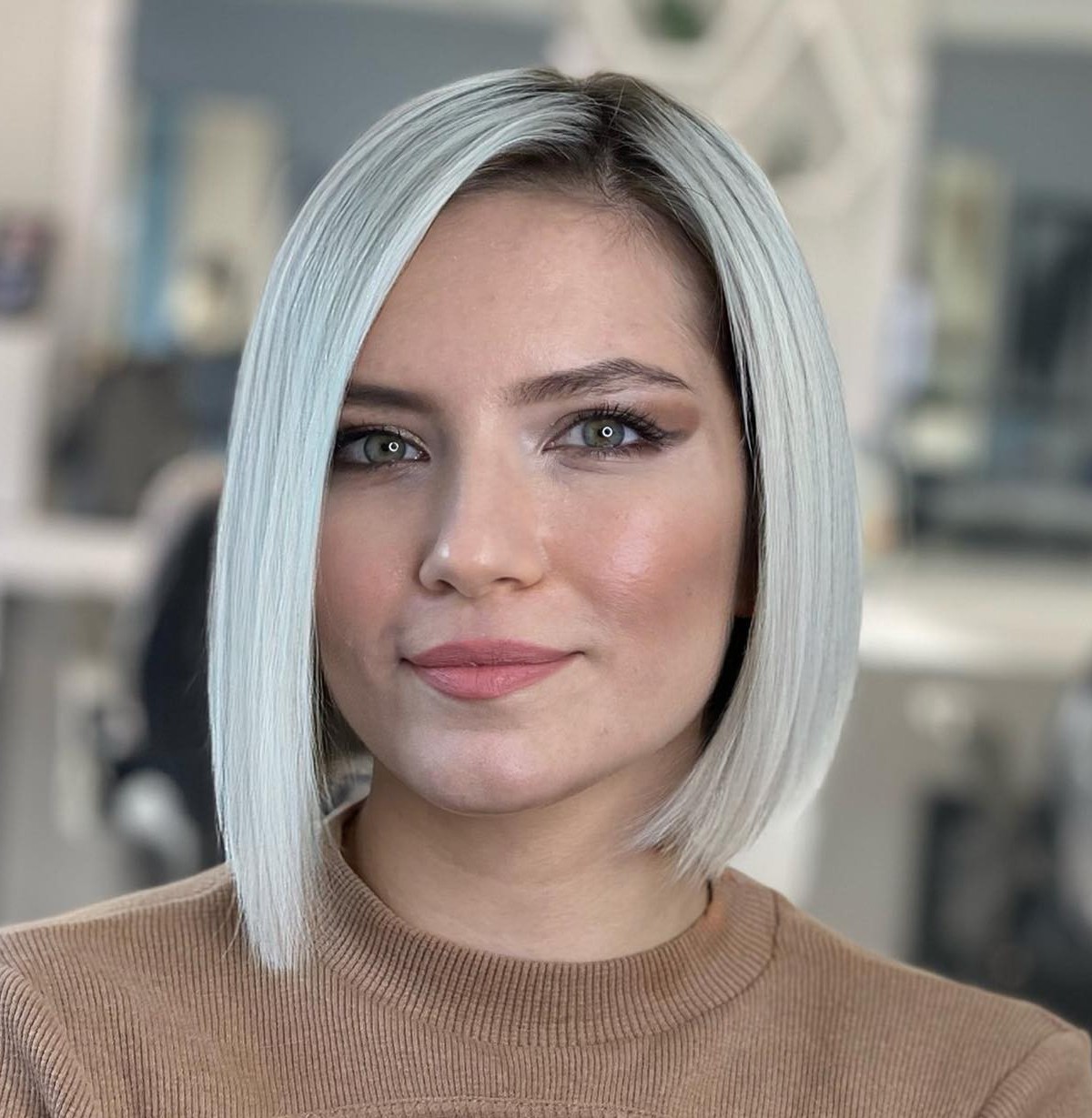 Asymmetrical Sleek Blunt Bob